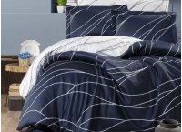 Постельное белье сатин First Choice - Mesi Navy Blue (Турция), евро